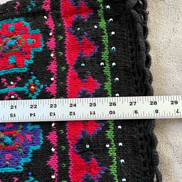 Casual Corner Limited Edition Vintage Hand Knit Allover Embroidered Sweater M - Picture 12 of 12